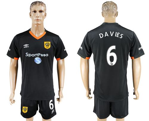 Hull City #6 Davies Away Soccer Club Jersey